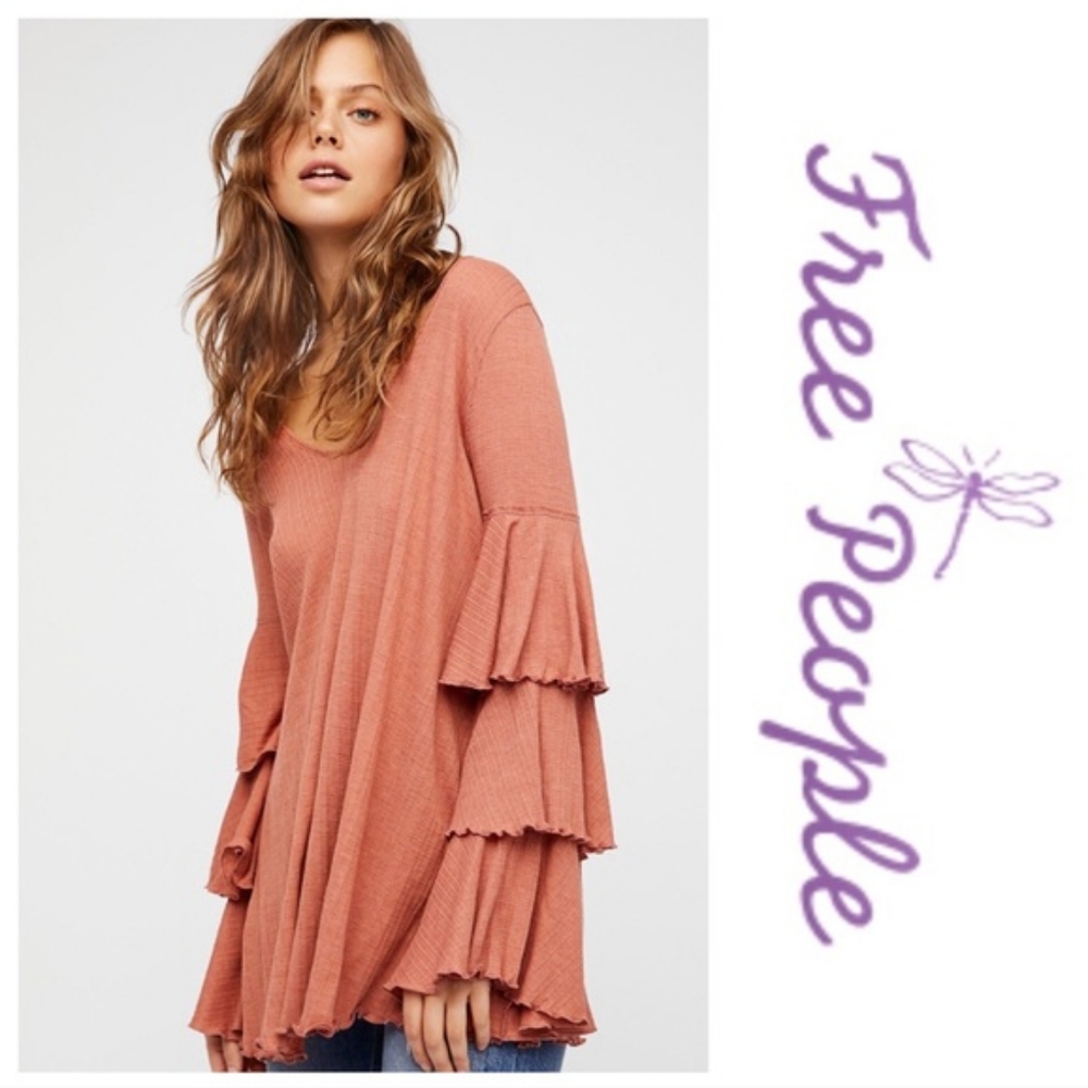 free people seashore tiered sleeve mini dres